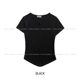 [U-BASIC] Roundy Slim Button Short Sleeve Cardigan