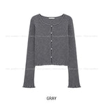 Mode Ribbed Open Frill Cardigan