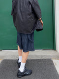 Linen bermuda over roop denim pants