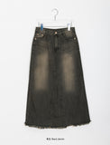 Dilpin Fringe Washing Denim Skirt