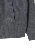 HAIRY LINE KNIT HOOD ZIP-UP