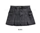 Pocket pleats A-line miniskirt