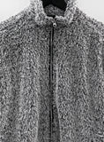 Weaving high neck fur zip-up