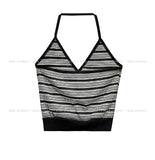 Multi strip knit halter sleeveless