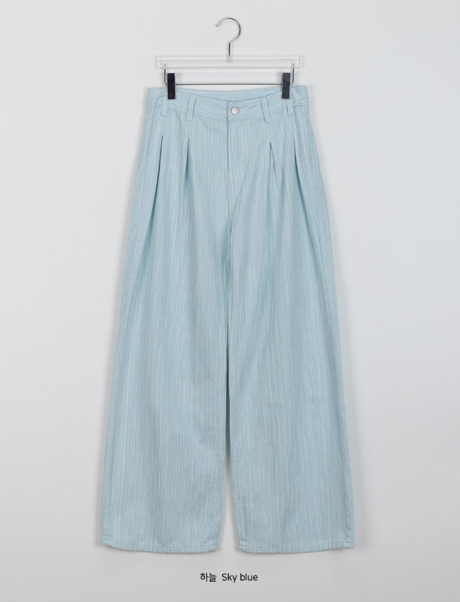【BAON】Neoki Color Stripe Wide Cotton Pants BAON (バオン) - ネオキカラーストライプワイドコットンパンツ