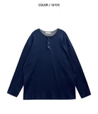 Simple Line Henley Neck Long Sleeve