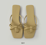 Basic Lovely Ribbon Twist Mules Summer Sandals Slippers
