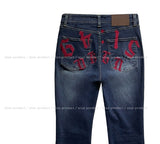 Hip-point bootcut denim pants