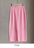 Elnia V-neck Puff Knit Cardigan H-Line Skirt Set