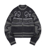 [2-WAY] RIBBON CROP Knit Zip-up