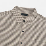 Country pin check semi-crop short sleeve shirt