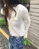 [MADE] Wayson High Neck Punching Cable Long Sleeve Knit Cardigan