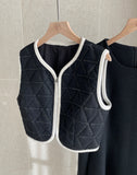 Mayroll Quilted Wool Vest A-line One Piece Set
