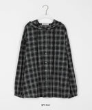 [BAONHAUS] Kitket Check Over Hood Shirt