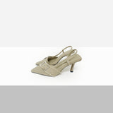 Minan Buckle Stiletto Sling Back Heels