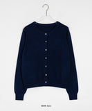 Kyudijeu Color Round Plain Knit Cardigan