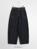 Shuoki Stitch Balloon Wide Raw Denim Pants