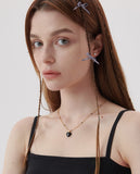 H Heart Silver Stone 2WAY Earring
