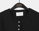 [MADE] Lame snap button no collar guest look tweed jacket