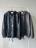 Over Leather Hood Jacket