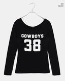 Nell Number Print One Off-Shoulder Long-Sleeve T-Shirt