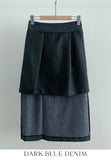 Zelvin unbalanced denim wrap skirt