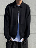 Coma collar knit zip-up