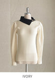 Jaylin Color Matching Collar Shirring Knit