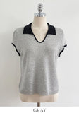 Cooly V Color Matching Collar Knit