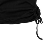 Taron String Side Slit Ribbon Strap Short Sleeve T-Shirt