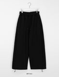 Rukini Banding String Side Pin Tuck Brushed Jogger Pants