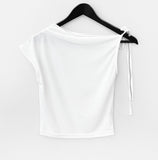 Rolls one-shoulder short-sleeved T-shirt