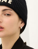 Champagne Full Moon Silver Grip One Touch Earrings