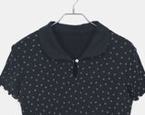 Soming Flower Round Collar Frill Short Sleeve T-Shirt