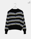 Runley Striped Shibori Round Neck Long Sleeve Cardigan