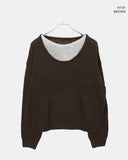 Mishu Color Matching Layered Loose Fit Long Sleeve Knit