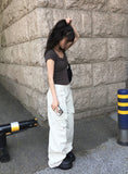 Kens Big Pocket Zipper Cargo Wide Pintuck Pants
