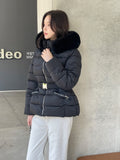 Loera Fur Hood Short Padding Jumper (Belt Set)