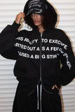 lettering hoodie zip-up