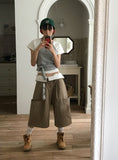 [BELT SET] FOLD OVER BERMUDA PANTS