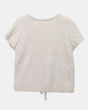 Moon round neck ribbon layered wool short sleeve knit