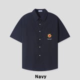 Britain embroidery linen half shirt