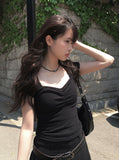 [MADE] Duran Amore Square Neck Shirring Short Sleeve T-Shirt