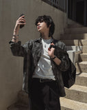 Dino loose fit check shirt
