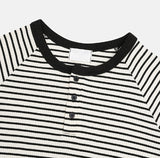 Holden Stripe Ribbed Henley Neck Ringer Short Sleeve Tee