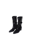 midi shirring leather boots