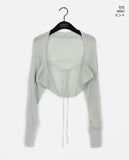 Racine Summer Ribbed Ribbon String Shawl Bolero Cardigan