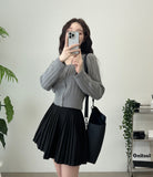 Pleated Wool Mini Skirt