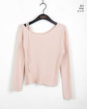 Minnie ribbon strap one-shoulder ribbed knitwear