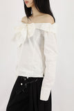 Ribbon off cotton blouse